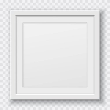 Metin veya resim için yumuşak gölgeli beyaz kare çerçeve kare gri arkaplandadır