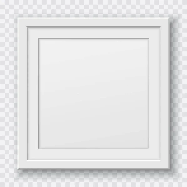 Weißer quadratischer Rahmen mit weichem Schatten für Text oder Bild auf kariertem grauen Hintergrund — Stockvektor