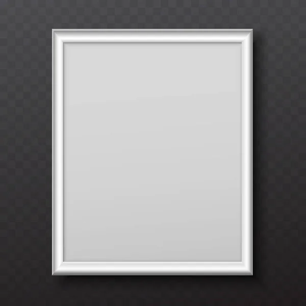 White square plastic frame with soft shadow for text or picture is on squared black background — 스톡 벡터