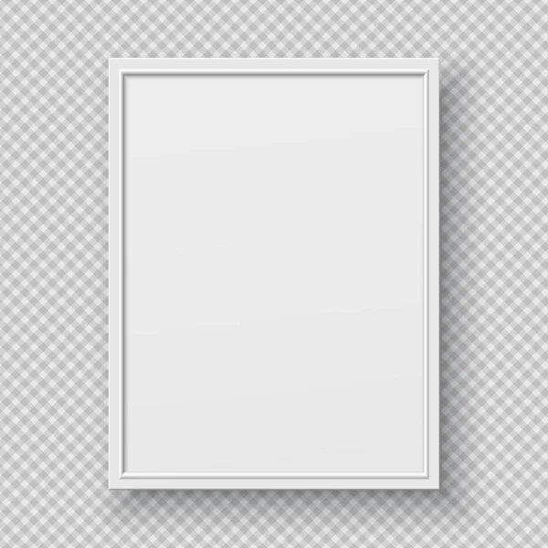 Vit rektangulärt papper eller plast ram med mjuk skugga för text eller bild är på kvadrat svart bakgrund — Stock vektor