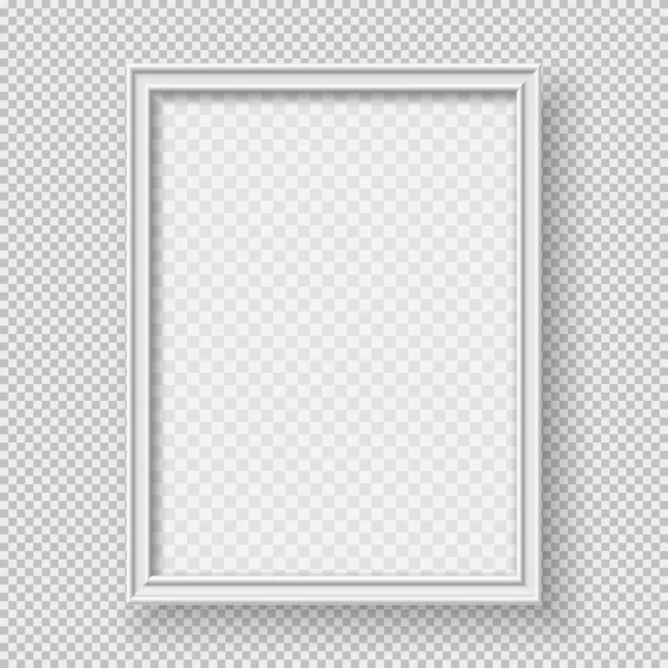 Papel rectangular blanco o marco de plástico con sombra suave para texto o imagen está sobre fondo cuadrado — Archivo Imágenes Vectoriales