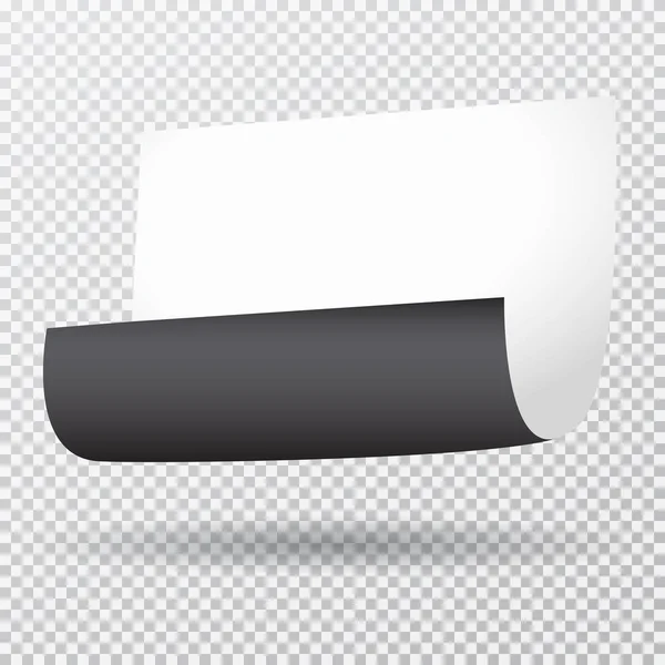Blanco, negro plegado nota, hoja de papel cuaderno volando junto al fondo cuadrado. Ilustración vectorial — Vector de stock