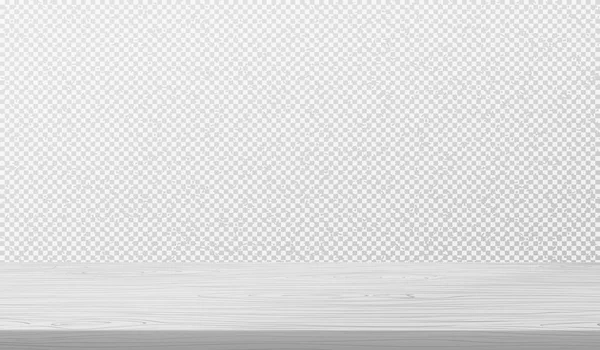 Leerer weißer Holztisch neben getupfter quadratischer Wand. Vektorillustration — Stockvektor