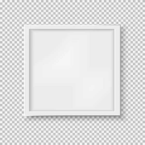 Marco cuadrado blanco con sombra suave para texto o imagen sobre fondo gris cuadrado — Vector de stock
