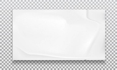 Yumuşak gölge ile yırtık beyaz Not kağıt şerit parçası gri kare arka planda. Vektör Illustration