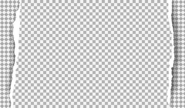Trozo de tira de papel blanco desgarrado con patrón cuadrado y sombra suave está sobre fondo de diamante gris. Ilustración vectorial — Vector de stock