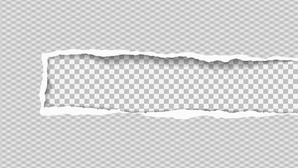 Zerrissenes weißes kariertes Papier mit sanftem Schatten steht auf kariertem Hintergrund. Vektorillustration — Stockvektor