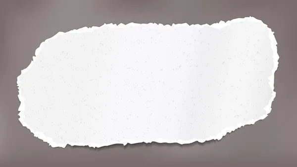 Strappato, strappato pezzo di carta bianca con ombra morbida è su sfondo marrone. Illustrazione vettoriale — Vettoriale Stock