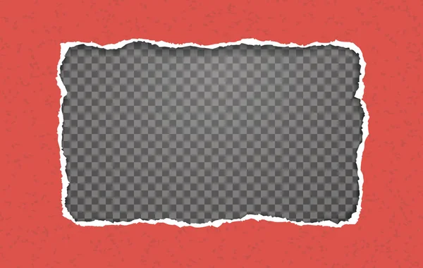 黑色方形背景上文本的撕裂红色纸框。矢量插图 — 图库矢量图片
