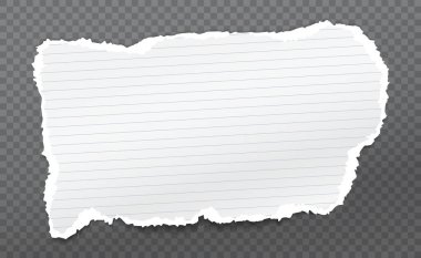 Yumuşak gölgeli, yırtık, beyaz gerçekçi kağıt parçası koyu kare arka planda. Vektör illüstrasyonu