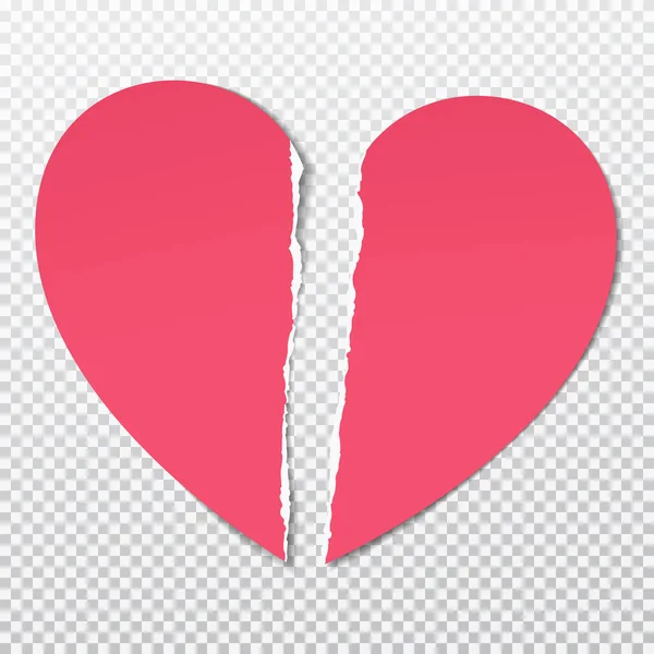 Σχισμένο κόκκινο χαρτί σχήμα της καρδιάς με σχισμένες άκρες είναι σε λευκό τετράγωνο φόντο. Κατάλληλο ως ευχετήρια κάρτα. Εικονογράφηση διανύσματος — Διανυσματικό Αρχείο