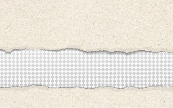 Bitar av rippade gula realistiska pappersremsor med rivna kanter och mjuk skugga för text är på vit fyrkantig bakgrund. Vektorillustration — Stock vektor