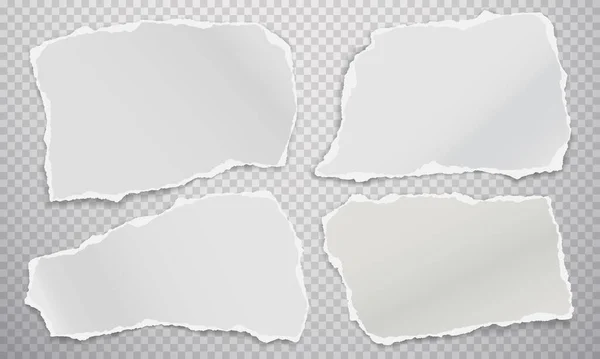 Rasgado de la nota blanca, tiras de papel del cuaderno y pedazos pegados en el fondo cuadrado. Ilustración vectorial — Archivo Imágenes Vectoriales