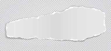 Yırtık beyaz bir not, arka planda yumuşak gölgeli bir defter kağıdı. Vektör illüstrasyonu