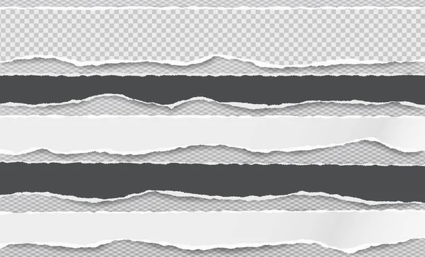 Kousky roztrhaného, roztrhaného černobílého papíru s měkkým stínem jsou na čtvercovém pozadí pro text. Vektorová ilustrace — Stockový vektor