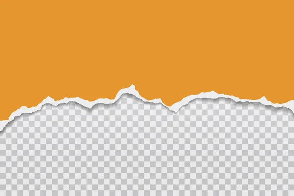 Pedaços de papel laranja rasgado e rasgado com sombra suave estão no fundo quadrado branco para texto. Ilustração vetorial — Vetor de Stock
