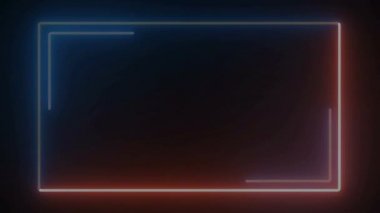 Soyut mavi, hareketli flaş ışıklı kırmızı ışıklar, arıza efekti, dikdörtgen çerçeve, lazer gösterimi döngülü animasyon