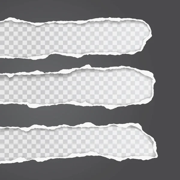 Déchirés de trous de papier noirs et horizontaux avec ombre douce, les cadres pour le texte sont sur fond carré blanc. Illustration vectorielle — Image vectorielle