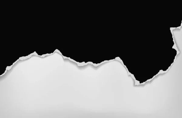 Yumuşak gölgeli yırtık ve yatay siyah kağıt parçası yazı için beyaz arkaplanda. Vektör illüstrasyonu — Stok Vektör
