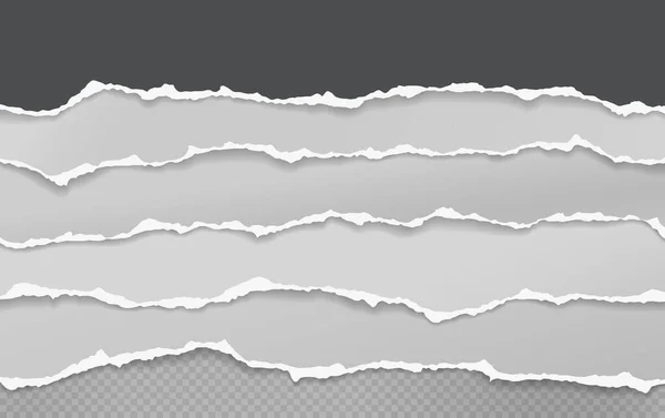 Pedaços de papel horizontal preto branco rasgado com sombra suave estão no fundo quadrado para texto. Ilustração vetorial — Vetor de Stock