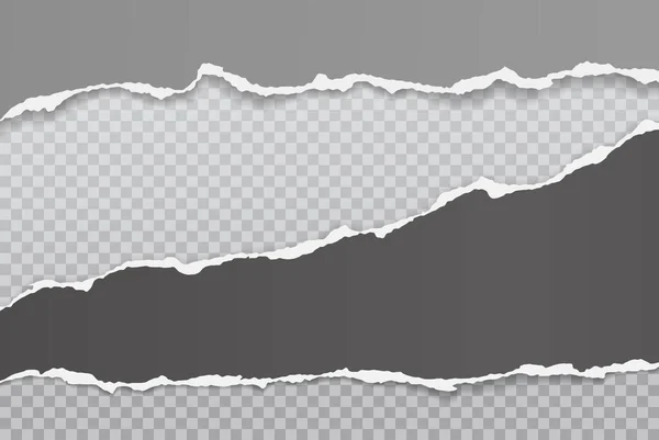 Stukken gescheurd, gescheurd zwart, grijs papier met zachte schaduw zijn op de vierkante achtergrond voor tekst. Vectorillustratie — Stockvector