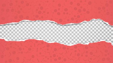 Yırtılmış, farklı şekillerde ve yumuşak gölgeli kırmızı kağıt kare arkaplanda metin için. Vektör illüstrasyonu