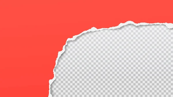 Strappato di carta rossa è su sfondo bianco trasparente per testo, pubblicità o design. Illustrazione vettoriale — Vettoriale Stock