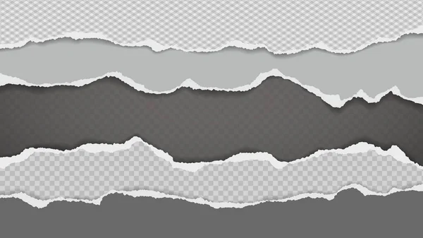 Trozos de papel blanco y gris rasgado y desgarrado con una sombra suave están sobre un fondo cuadrado para el texto. Ilustración vectorial — Archivo Imágenes Vectoriales