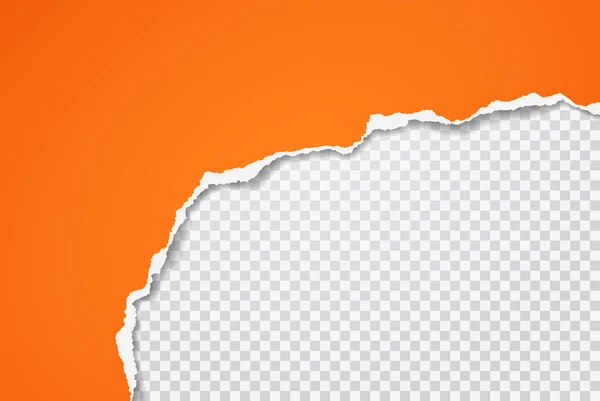 Rasgado de papel laranja está em fundo branco transparente para texto, publicidade ou design. Ilustração vetorial —  Vetores de Stock