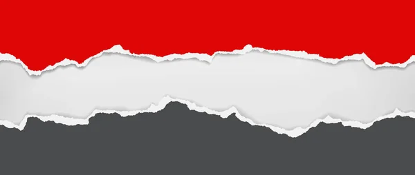 Roztrhané z červeného a černého papíru jsou na bílém pozadí pro text, reklamu nebo design. Vektorová ilustrace — Stockový vektor