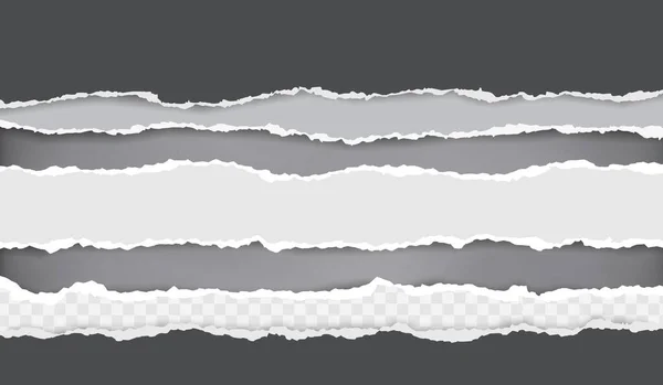 Pezzi di carta bianca strappata, strappata nera e quadrata con ombra morbida sono su sfondo grigio per il testo. Illustrazione vettoriale — Vettoriale Stock