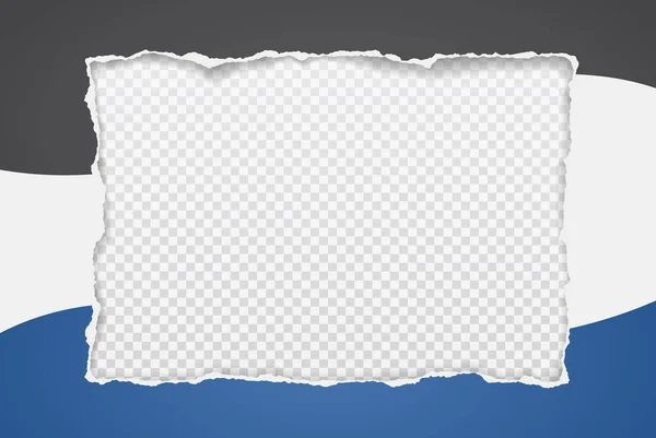 Прямоугольная композиция в красочной бумаге с разорванными краями и мягкой тенью находится на квадратном, прозрачном фоне. Векторная иллюстрация — стоковый вектор