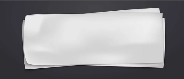 Stapel zerknüllter weißer Blankoscheine, Notizheftpapier auf schwarzem Hintergrund für Text, Werbung oder Design. Vektorillustration — Stockvektor