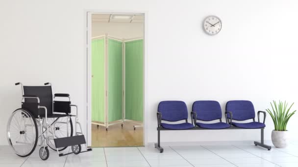 Waiting Bench Wheelchair Doctor Room — Stock Video