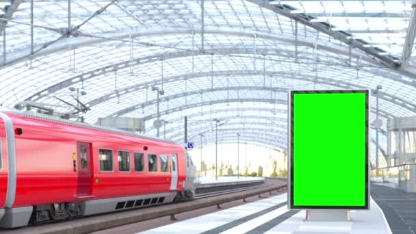 Lege Billboard Bij Station — Stockvideo