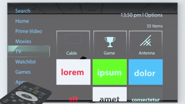 Control Remoto Televisión Inteligente Con Pantalla Verde Pista — Vídeo de stock