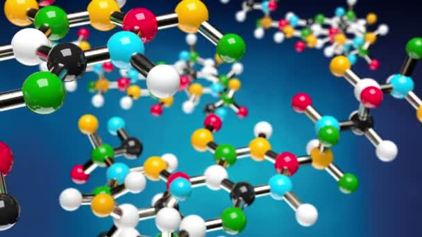 Colorful Molecules Background Video — Stock Video
