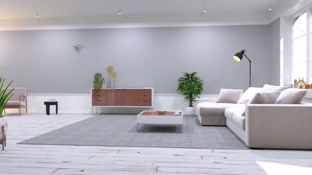 Moderne Woonkamer Interieur — Stockvideo