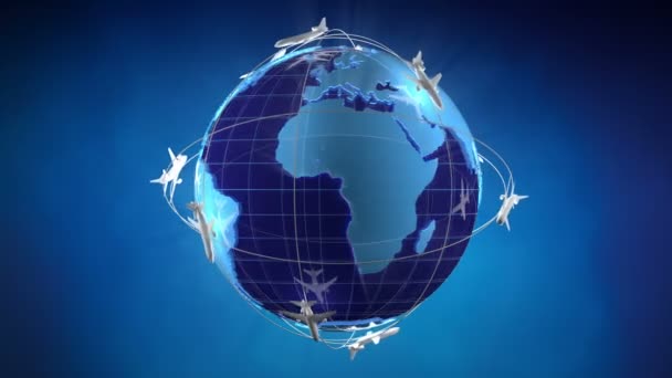 Utazás Világ Egy Repülőgép Varrás Nélküli Hurkolás — Stock videók