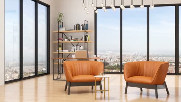 Interior Oficina Diseño Moderno Con Sillón — Vídeo de stock