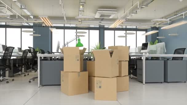 Lepenkové Krabice Nové Kanceláři — Stock video