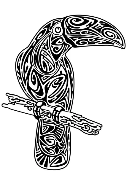 Pássaro Toucan Silhueta Preenchida Com Padrão Abstrato — Vetor de Stock
