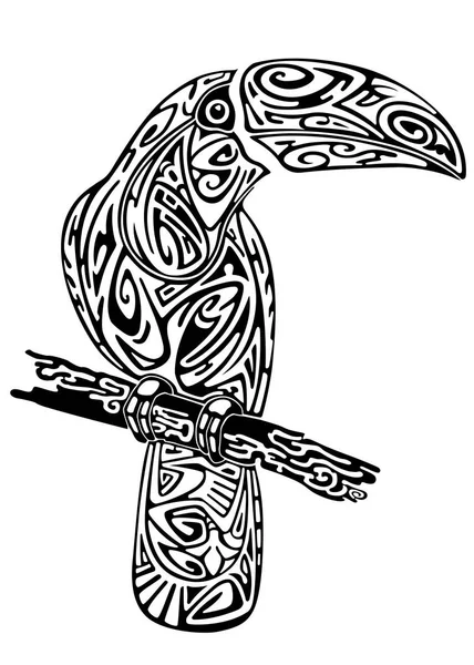 Oiseau Toucan Silhouette Remplie Motifs Abstraits Vecteur En Vente
