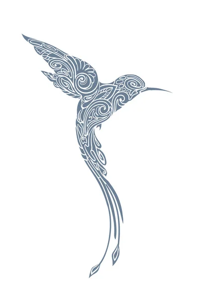 Stiliserad Monokrom Hummingbird Siluett Vektorgrafik