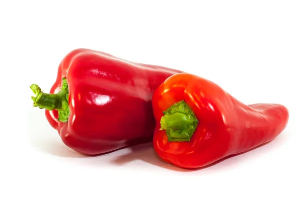 Begreppet Hälsosam Kost Färsk Ekologisk Röd Paprika Isolaed Vit Bakgrund — Stockfoto