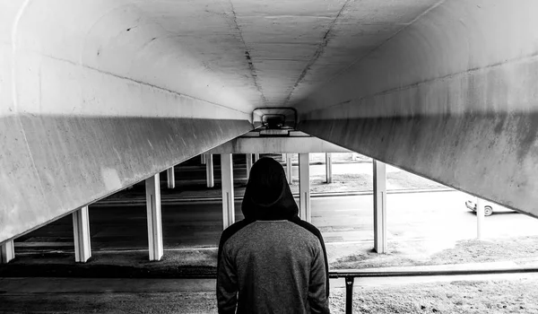 Yalnızlık Depresyon Bilinmeyen Bir Yalnız Adam Bir Başlıklı Kavramı Bir — Stok fotoğraf