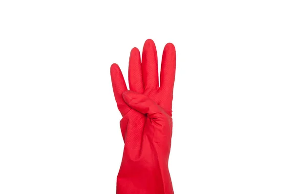 Signes Faits Gants Protection Rouges Symbole Quatre Des Doigts Isolé — Photo