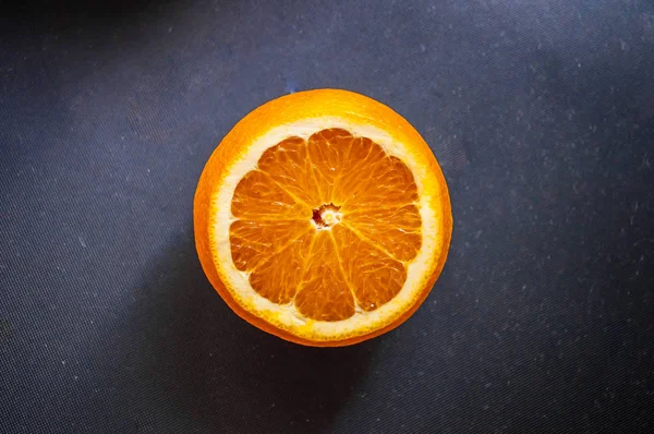 Slice Orange Dark Background Concept Healthy Organic Nutrition Power Superfood — Stock Photo, Image