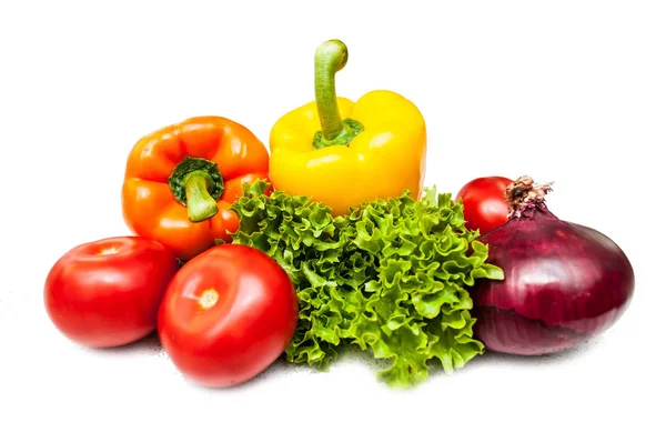 白色背景的新鲜蔬菜 健康饮食的概念 免版税图库图片