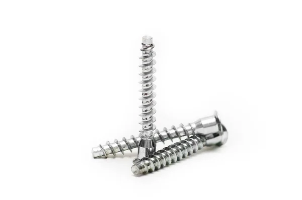 Screws Still Life Large Self Tapping Screws White Background Selective — Stock Photo, Image